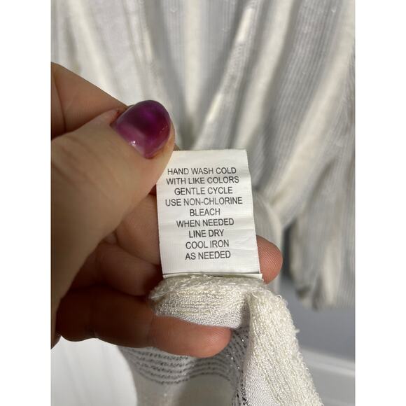 Blue Island, Size Large, White & Gray Beach Coverup, Boho, Beaded Tassel, EUC - Picture 6 of 8